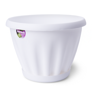 Купить Горшок цветочный "Знатный"  белый c поддоном d320 11 л от производителя Материя Пластика