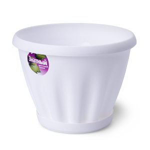 Купить Горшок цветочный "Знатный" белый c поддоном d225 3,9 л от производителя Материя Пластика