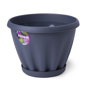 Купить Горшок цветочный "Знатный" графит с поддоном d180 2 л от производителя Материя Пластика