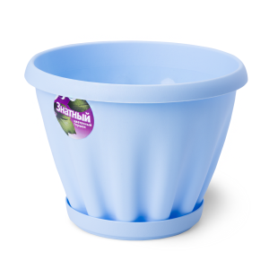 Купить Горшок цветочный "Знатный" голубой c поддоном d180 2 л от производителя Материя Пластика