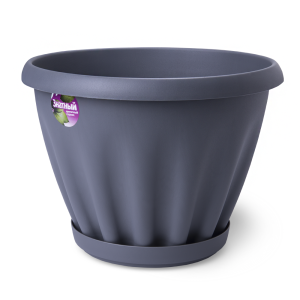 Купить Горшок цветочный "Знатный" серый с поддоном d270 6,7 л от производителя Материя Пластика