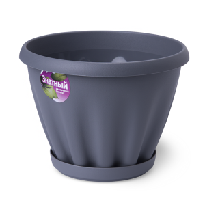 Купить Горшок цветочный "Знатный" серый с поддоном d225 3,9 л от производителя Материя Пластика