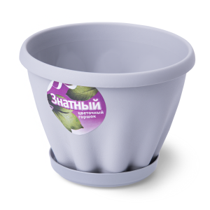 Купить Горшок "Знатный" светло-серый с поддоном d110 0,45 л от производителя Материя Пластика