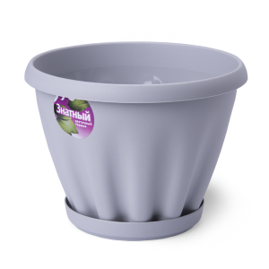 Купить Горшок цветочный "Знатный" светло-серый с поддоном d180 2 л от производителя Материя Пластика