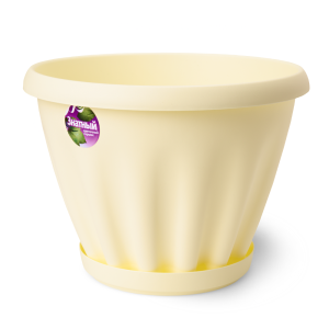 Купить Горшок цветочный "Знатный" желтый c поддоном d270 6,7 л от производителя Материя Пластика