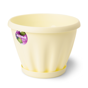 Купить Горшок цветочный "Знатный" желтый c поддоном d180 2 л от производителя Материя Пластика