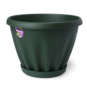 Купить Горшок цветочный "Знатный"  темно-зеленый c поддоном d320 11 л от производителя Материя Пластика
