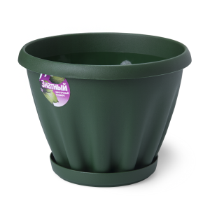 Купить Горшок цветочный "Знатный" темно-зеленый c поддоном d225 3,9 л от производителя Материя Пластика