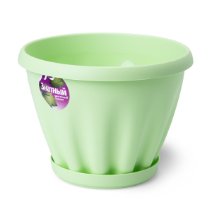 Купить Горшок цветочный "Знатный" зеленый с поддоном d140 1 л от производителя Материя Пластика