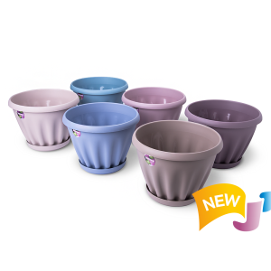 Купить Горшок цветочный "Знатный" цветной микс с поддоном d270 6,7 л от производителя Материя Пластика