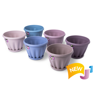 Купить Горшок цветочный "Знатный" цветной микс с поддоном d180 2 л от производителя Материя Пластика